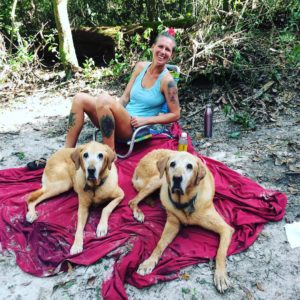 Kelly West with her yellow labs